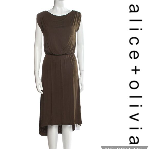 EUC Alice + Olivia Green Cowl Neck Midi Length Dress Size XS - Picture 1 of 9